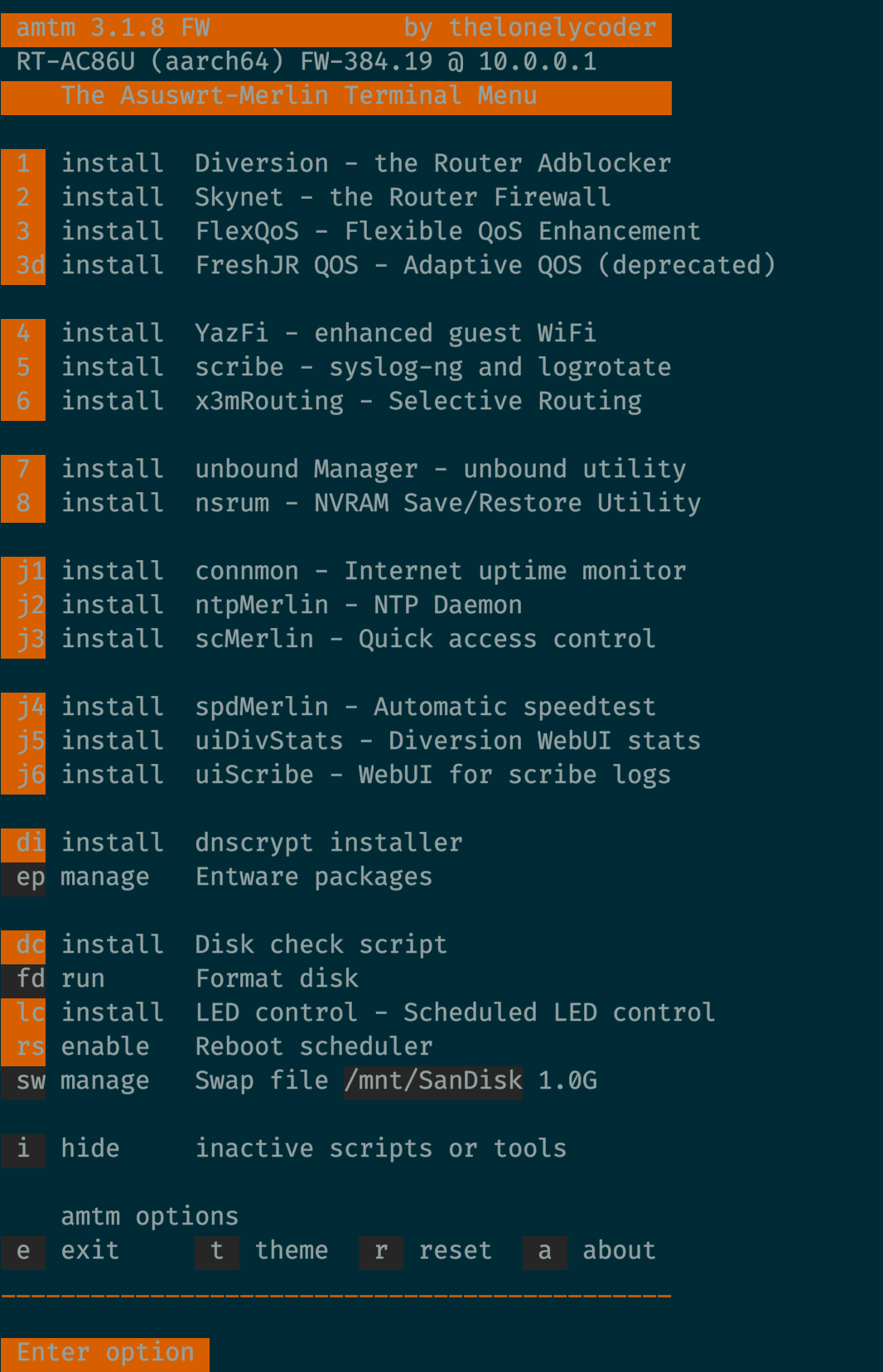amtm terminal menu