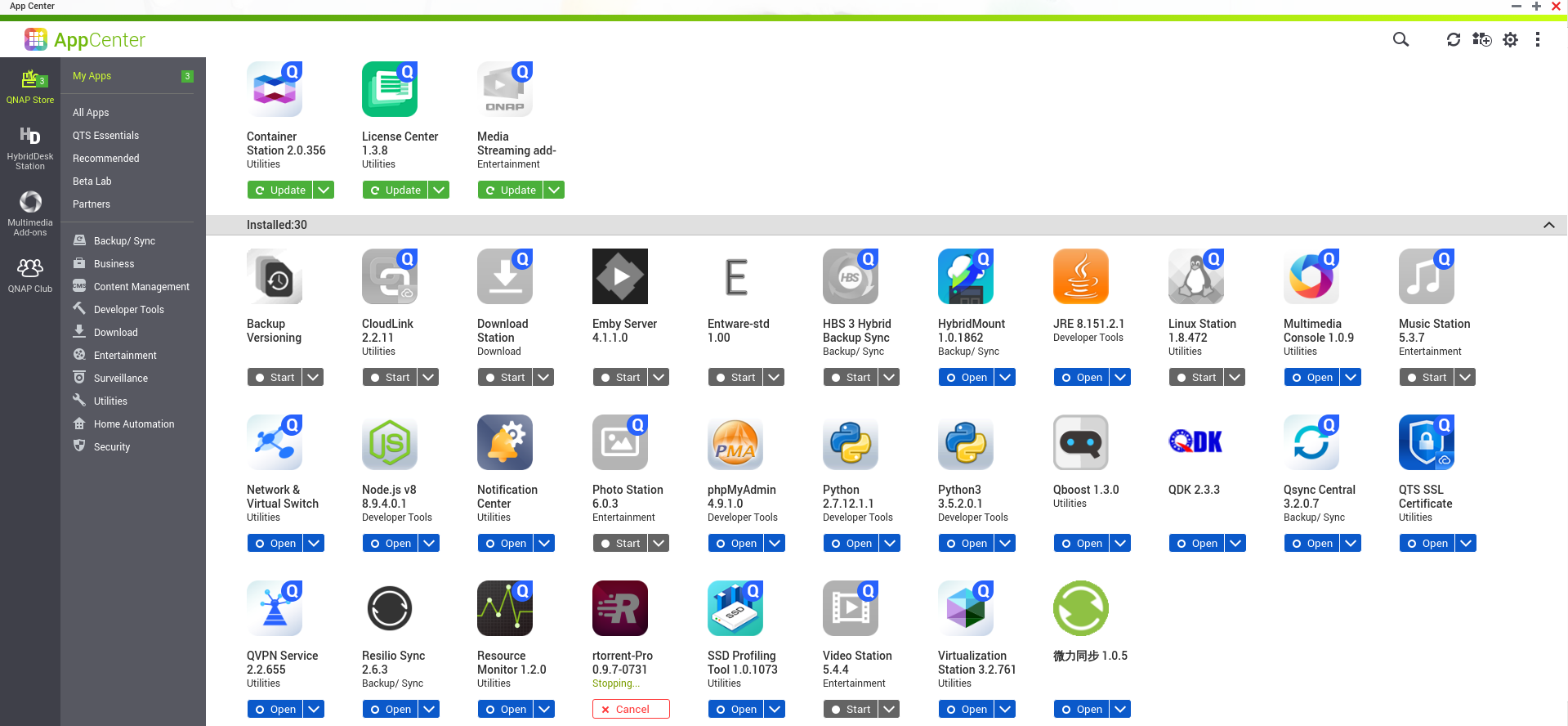 qnap all applications