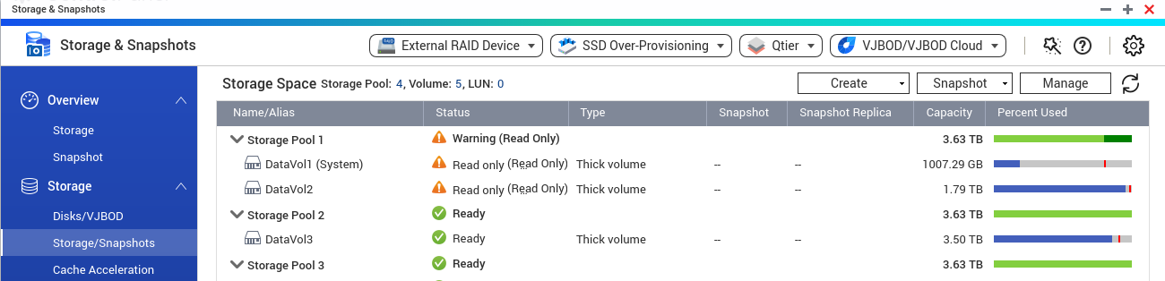 qnap storage snapshots