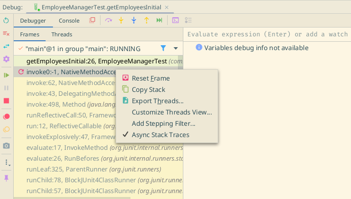 idea debugger reset frame
