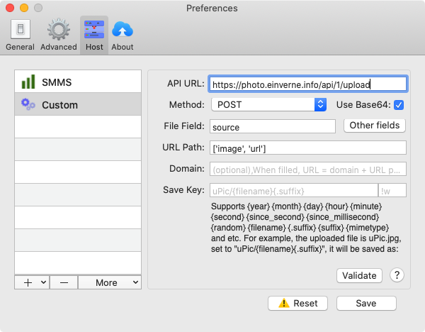 upic chevereto settings